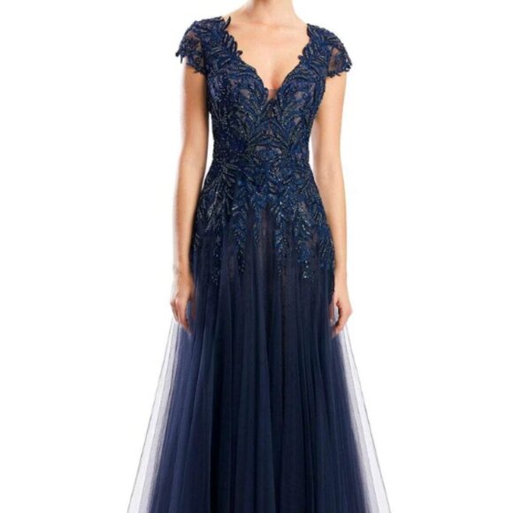 NWT Daymor 1755S23 Tulle Evening Dress Navy Size 8